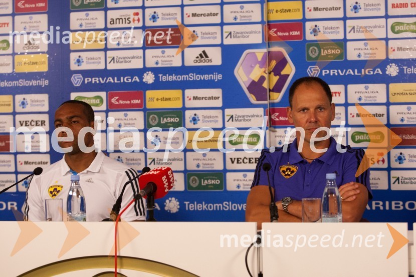  Marcos  Tavares, nogometaš NK Maribor;  Ante  Šimundža, trener NK MariborNK Maribor - FC Astana, novinarska konferenca pred tekmo