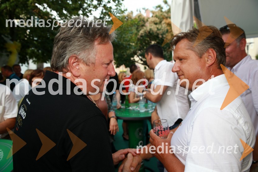 mag. Dušan Zorko, predsednik uprave družbe Pivovarna Laško in Pivovarna Union;   Izidor Krivec,  direktor Celjske mesnine d.d.Pivo in cvetje 2015, otvoritev, VIP dogajanje