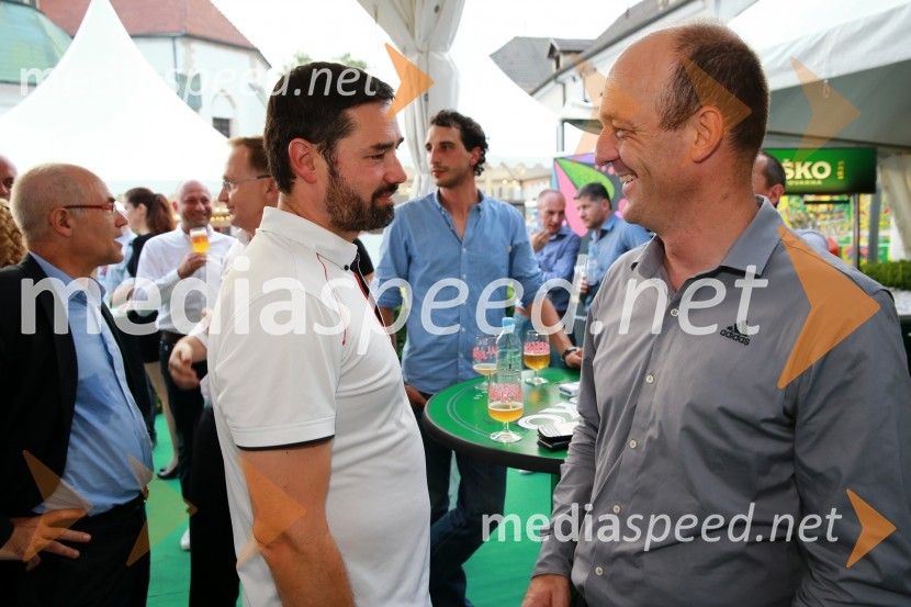  Janko Medja, predsednik uprave NLB d.d.; dr. Jurij  Žurej, direktor Smučarske zveze SlovenijePivo in cvetje 2015, otvoritev, VIP dogajanje