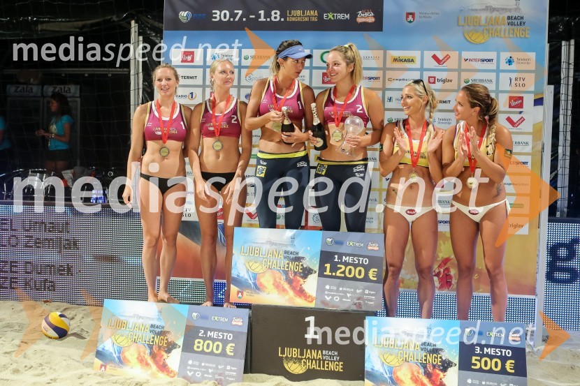  Alice Rohkamper;  Johannah Rohkamper;  Pauline Alves;  Paula Hoffman;  Erika Fabjan, odbojkarica na mivki;  Monika Potokar, odbojkarica na mivkiLjubljana Beach Volley Challenge 2015, sobota