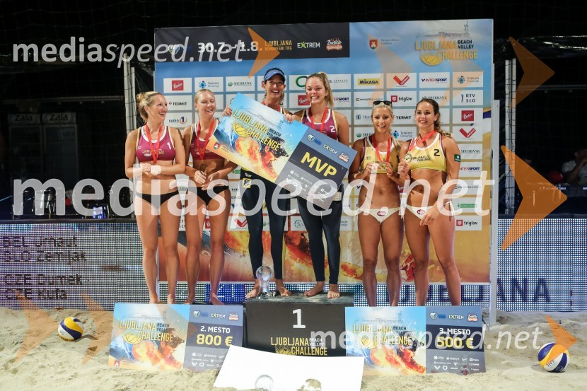  Alice Rohkamper;  Johannah Rohkamper;  Pauline Alves;  Paula Hoffman;  Erika Fabjan, odbojkarica na mivki;  Monika Potokar, odbojkarica na mivkiLjubljana Beach Volley Challenge 2015, sobota