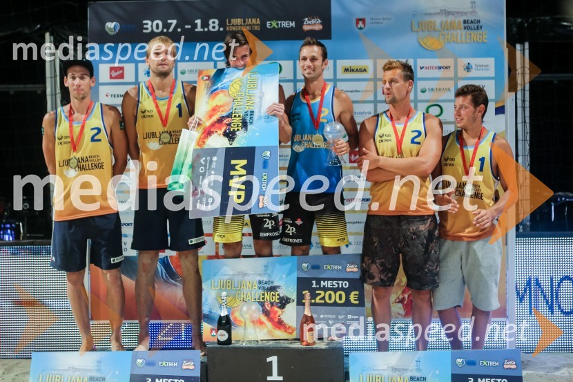  Nejc Zemljak;  Aljoša Urnaut;  Robert Kufa;  Jan Dumek;  Jernej Potočnik, tehnični direktor, Dnevnik;  Simon FrühbauerLjubljana Beach Volley Challenge 2015, sobota