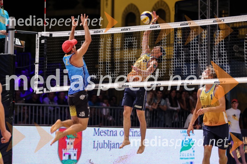  Jan Dumek;  Nejc Zemljak;  Aljoša UrnautLjubljana Beach Volley Challenge 2015, sobota