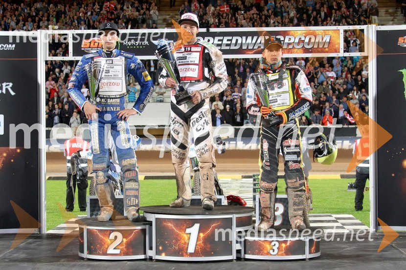  Matej Žagar, speedwayist (Slovenija);  Peter Kildemand, speedwayist (Danska);  Michael Jepsen Jensen, speedwayist (Danska)Žagar kljub padcu izvrsten drugi na premieri v Horsensu