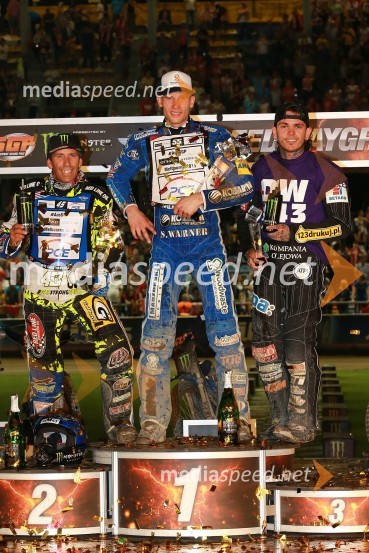 Greg  Hancock, speedwayist (ZDA);  Matej Žagar, speedwayist (Slovenija);  Tai  Woffinden, speedwayist (Velika Britanija)Žagar iz reševalnega vozila do zmage v Gorzowu