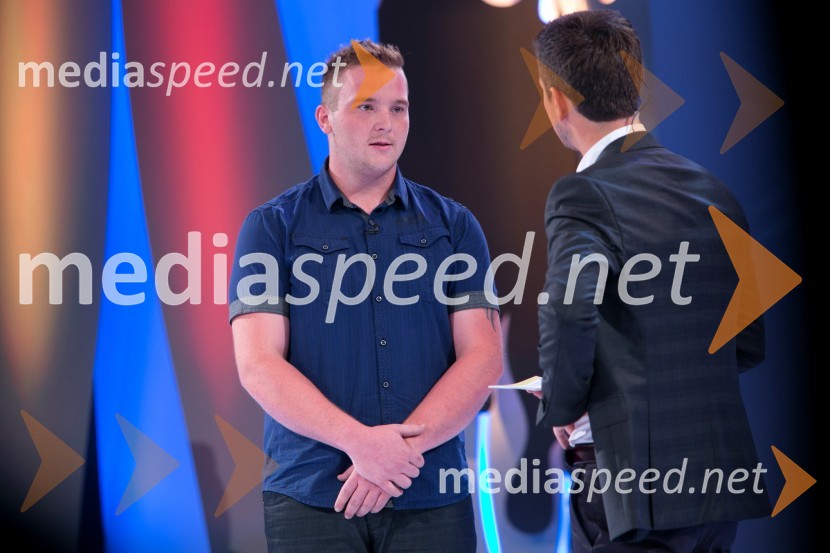  Blaž Kostanjšek, tekmovalec v šovu Gostilna išče šefa;  Boštjan Romih, televizijski voditeljGostilna išče šefa, začetek nove sezone