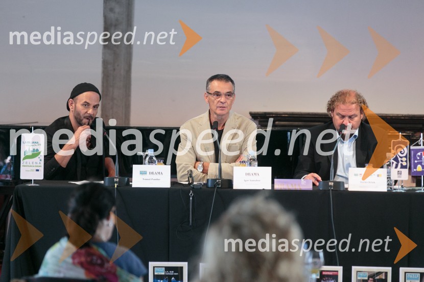  Tomaž Pandur, režiser;   Igor  Samobor, igralec, ravnatelj SNG Drama Ljubljana;  Darko  Brlek, direktor, Festival LjubljanaPandrujev Faust in druge velike zgodbe do zaključka Festivala Ljubljana