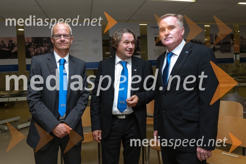 prof. dr. Miroslav Premrov, dekan, Fakulteta za gradbeništvo, Univerza v Mariboru; dr. Mitja Slavinec, v.d. dekana, Fakulteta za naravoslovje, Univerza v Mariboru; izr. prof. dr. Bojan Rosi, dekan, Fakulteta za logistiko, Univerza v Mariboru40 let Univerze v Mariboru, otvoritev razstave