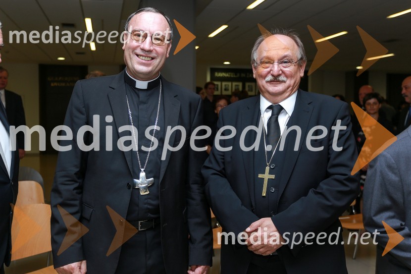 mag. Alojzij Cvikl, mariborski nadškof metropolit;  Geza Filo, evangeličanski škof40 let Univerze v Mariboru, otvoritev razstave