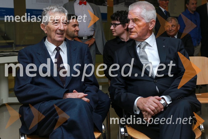 dr. Dali Đonlagić, nekdanji rektor, Univerza v Mariboru; prof. dr. Ludvik Toplak,  predsednik Alma Mater Europaea, nekdanji rektor UM40 let Univerze v Mariboru, otvoritev razstave