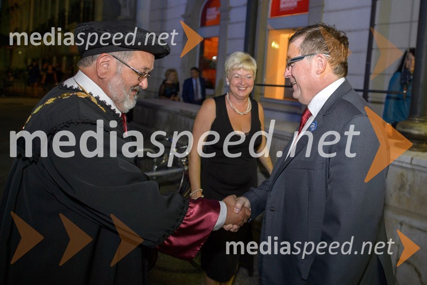 prof. dr. Igor Tičar, rektor, Univerza v Mariboru;  Irena Polak Fištravec; dr. Andrej Fištravec, župan, Mestna občina Maribor40 let Univerze v Mariboru, svečanost