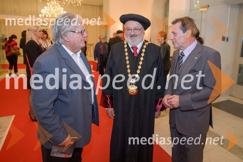  Tone Partljič, pisatelj; prof. dr. Igor Tičar, rektor, Univerza v Mariboru;  Teodor Lorenčič, Univerza v Mariboru40 let Univerze v Mariboru, svečanost