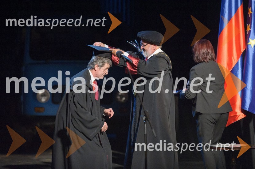 prof. dr.  Willibald  Posch , častni doktor Univerze v Mariboru; prof. dr. Igor Tičar, rektor, Univerza v Mariboru40 let Univerze v Mariboru, svečanost
