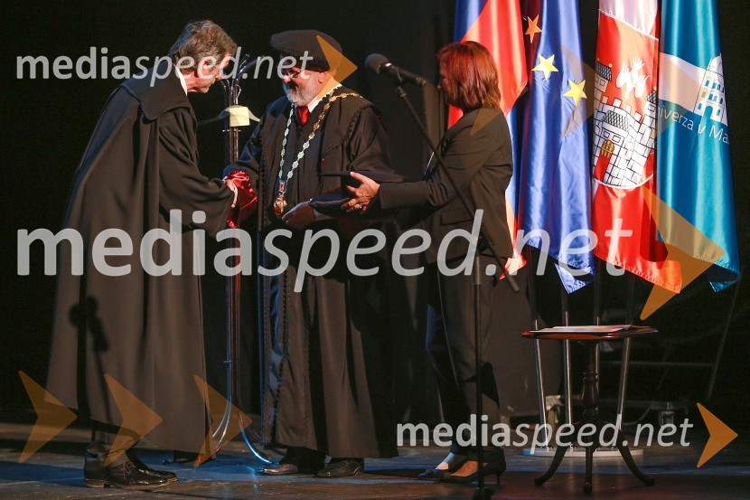 prof. dr.  Willibald  Posch , častni doktor Univerze v Mariboru; prof. dr. Igor Tičar, rektor, Univerza v Mariboru40 let Univerze v Mariboru, svečanost