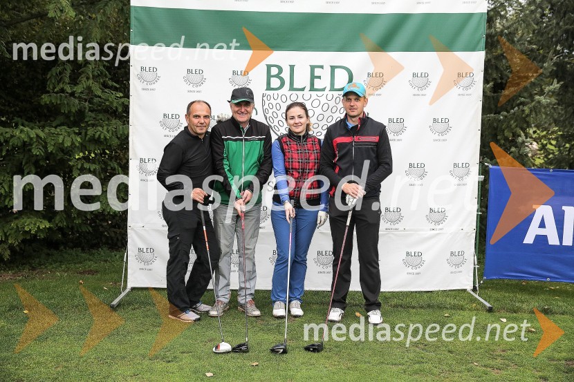  Nicki Legat;  Gerry Jekl;  Elmira  Umyarova ;  Franci Bolta, direktor znamke Audi pri podjetju Porsche Slovenija d.o.o.Golf turnir z Bojanom Križajem 2015