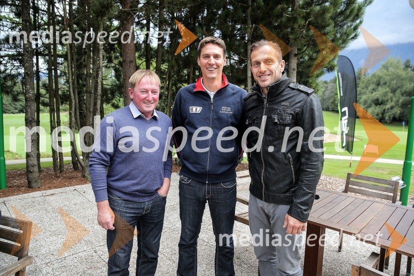  Bojan Križaj, nekdanji smučar;  Vasja  Potočnik, vodja prodaje znamke Porsche pri podjetju Porsche Slovenija d.o.o.;  Jure Košir, nekdanji smučarGolf turnir z Bojanom Križajem 2015