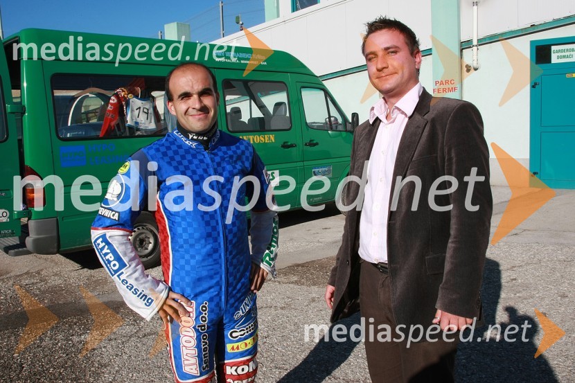 Izak Šantej (AMD Krško) in Gregor Arnšek, direktor dirke za VN SlovenijeSPEEDWAY Krško, trening