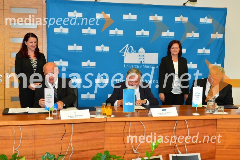  Bogdan Gabrovec, predsednik Olimpijskega komiteja Slovenije, predsednik Judo zveze Slovenije; prof. dr. Igor Tičar, rektor, Univerza v Mariboru; prof. dr. Marko Ferjan, dekan, Fakulteta za organizacijske vede, Univerza v MariboruUniverza v Mariboru, podpis sporazuma z Olimpijskim komitejem Slovenije