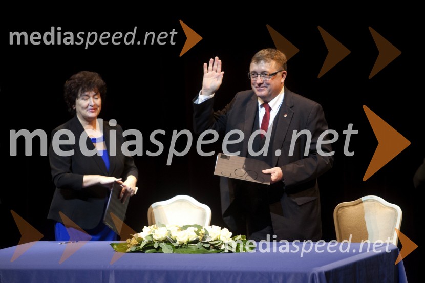 mag. Julijana Bizjak Mlakar, ministrica za kulturo; dr. Andrej Fištravec, župan, Mestna občina Maribor50. Borštnikovo srečanje, otvoritev razstave in festivala