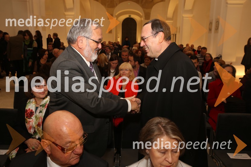 prof. dr. Igor Tičar, rektor, Univerza v Mariboru; mag. Alojzij Cvikl, mariborski nadškof metropolitJožef Smej postal častni občan Mestne občine Maribor