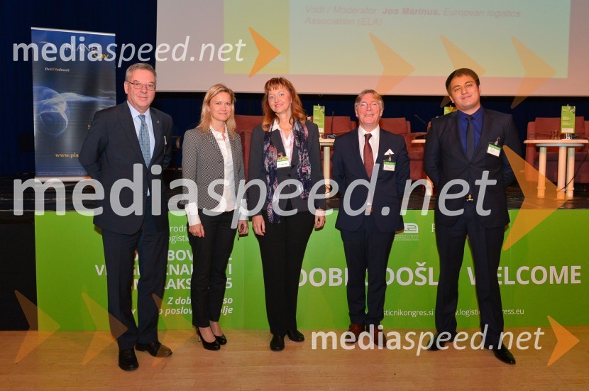  Francesco  Stanislao Parisi, Mednarodno združenje špediterjev, FIATA;  Sabine Eisses, DHL;   Suzana Zornada-Vrabec, Luka Koper, d.d.;  Jos Marinus, Evropsko logistično združenje, ELA;  Aziz Zhanbakiyev, Lomer Point BridgeOskrbovalne verige v znanosti in praksi 2015, logistični kongres, 1. dan