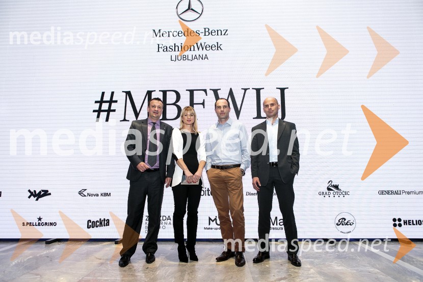  Anton  Horvatič, direktor Diners Cluba Slovenije;  Metka  Kejžar, vodja marketinga in odnosov z javnostmi, Autocommerce d.o.o.;  Robert Lešnik, vodja zunanjega oblikovanja, Mercedes-Benz;  Andrej Bergant, direktor prodaje, Autocommerce d.o.o.Mercedes-Benz Fashion Week: Predavanje Roberta Lešnika - Mercedes Design