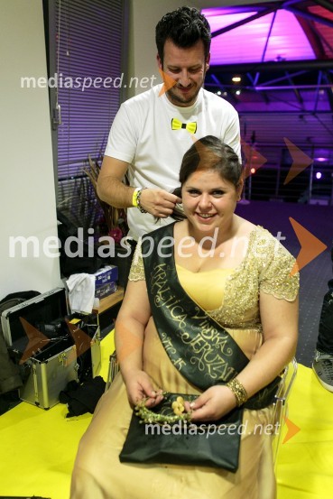  Tomas Rožman, frizerski studio Tomas;  Mateja Šek, kraljica Jeruzalemske vinske ceste1. Salon štajerskih mladih vin, PUBEC 2015