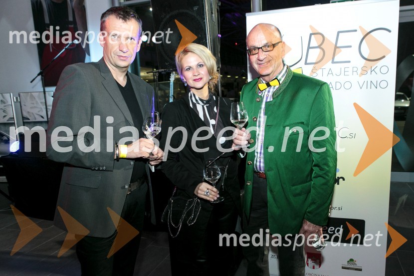 prof. dr.  Iztok Palčič, prodekan za izobraževalno dejavnost Fakultete za strojništvo; mag. Norma Bale, pisateljica, direktorica Kultprotur;  Heinz  Slesak, generalni direktor Porsche Slovenija d.o.o.1. Salon štajerskih mladih vin, PUBEC 2015