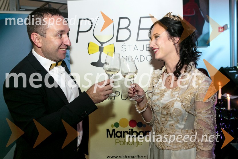  Borut  Cvetko, kreativni direktor Mediaspeed;  Sandra Vučko, Vinska kraljica Slovenije 20151. Salon štajerskih mladih vin, PUBEC 2015