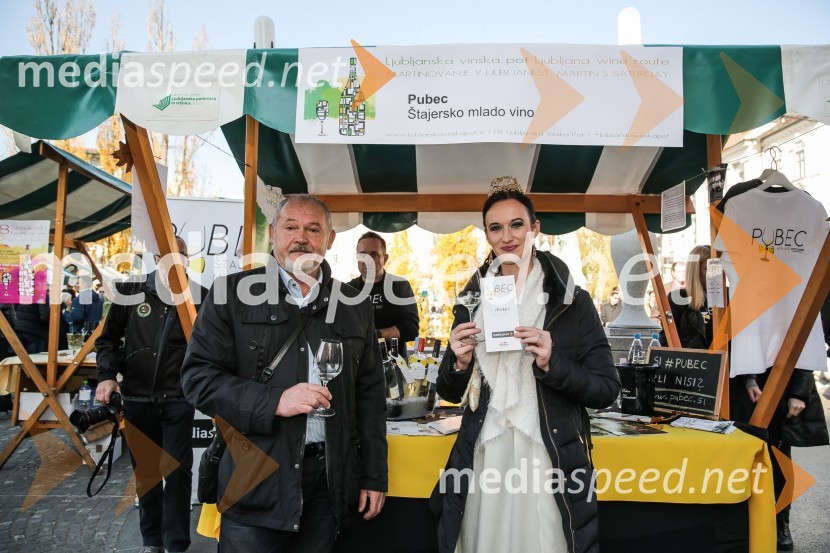  Rado Stojanovič, organizator Salona penečih vin, Slovenskega festivala vin, Martinovanja v Ljubljani, Ljubljanske vinske poti;  Sandra Vučko, Vinska kraljica Slovenije 2015Martinovanje v Ljubljani 2015