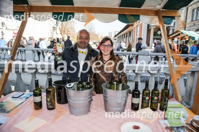  Boštjan Protner, vinar, Hiša Joannes Protner;  Urška Bračko, Mariborska vinska kraljica (2014 - 2016)Martinovanje v Ljubljani 2015
