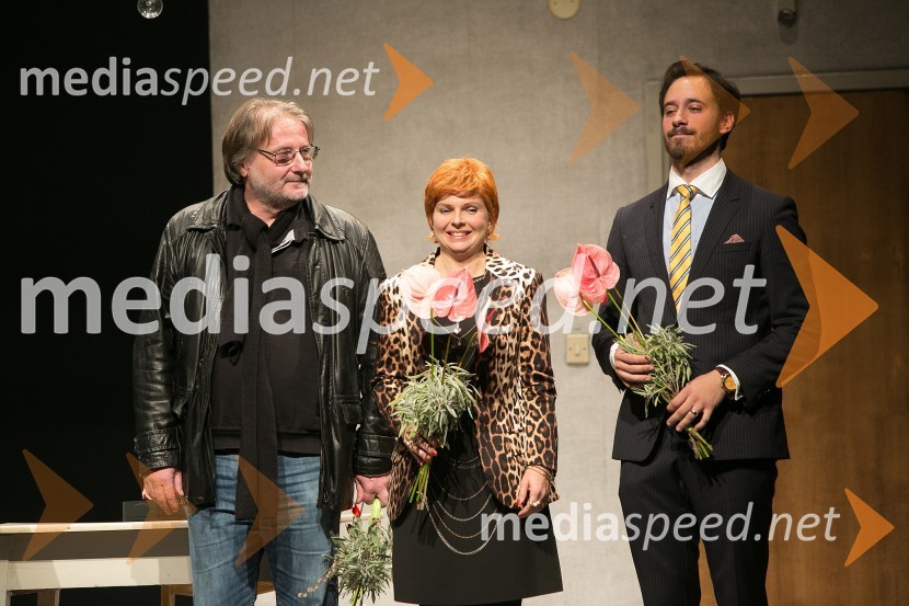  Vinko Möderndorfer, režiser;  Vesna  Jevnikar, igralka;  Miha Rodman, igralecMali nočni kvartet, premiera PGK