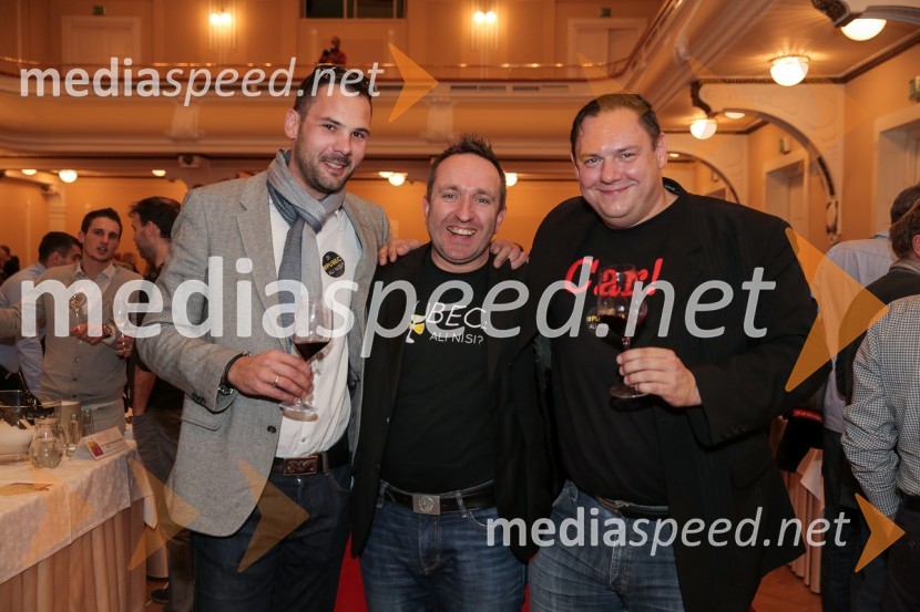  Andrej Glaser  ;  Borut  Cvetko, kreativni direktor Mediaspeed;  Vinko Mandl, direktor, Ptujska klet18. Slovenski festival vin 2015