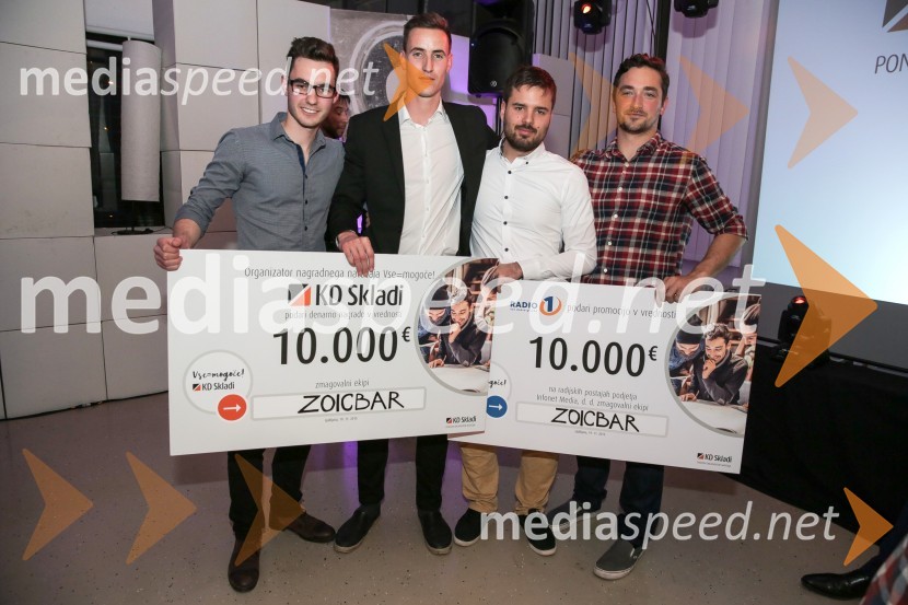  Krištof Horvat, ekipa ZoicBar;  Domen Krč, ekipa ZoicBar;  Jurij Bajželj, ekipa ZoicBar;  Jan Kok, ekipa ZoicBarZmagovalec natečaja KD Skladov Vse je mogoče je ekipa ZoicBar