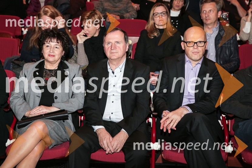 mag. Julijana Bizjak Mlakar, ministrica za kulturo;  Ivan Bizjak;  Simon Popek, direktor, festival LIFFeLiffe 2015, zaključek ljubljanskega filmskega festivala