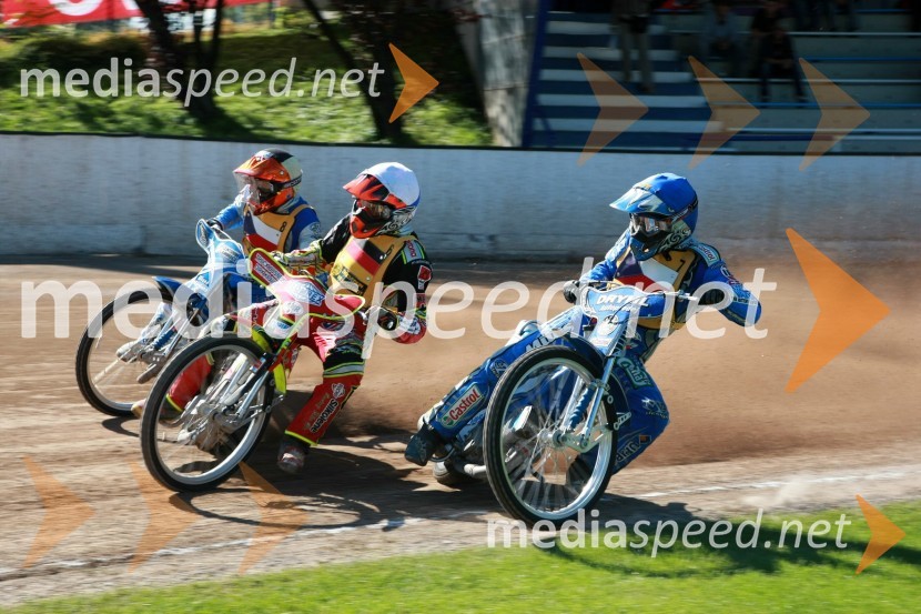 Tomas Suchanek, Češka, Christian Hefenbrock, Nemčija, in Aleš Dryml, ČeškaSPEEDWAY UEM finale EP posameznikov