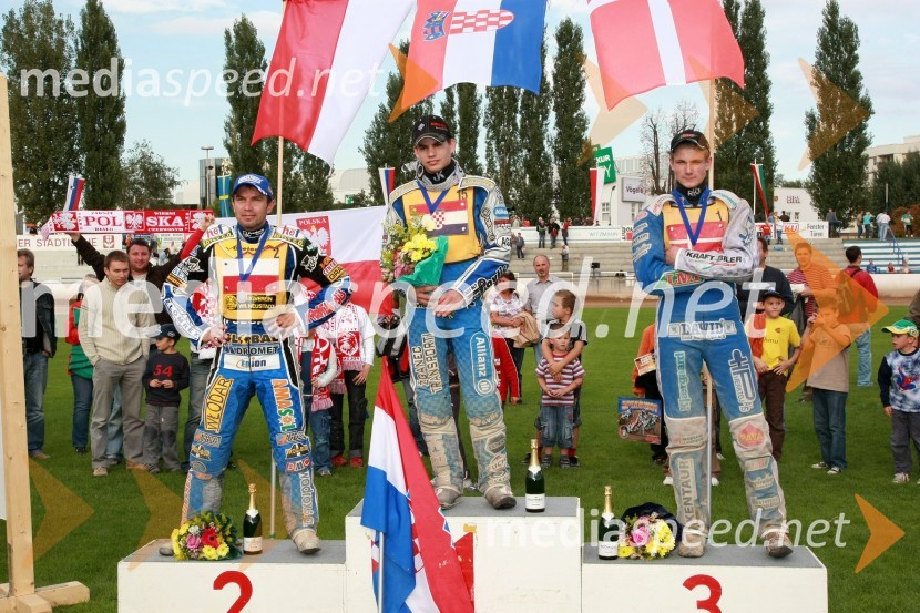 Sebastian Ulamek, Poljska in Jurica Pavlic, Hrvaška in Patrick Hougaard, DanskaSPEEDWAY UEM finale EP posameznikov