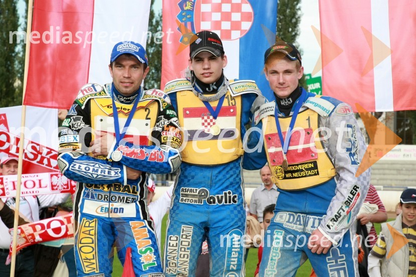 Sebastian Ulamek, Poljska in Jurica Pavlic, Hrvaška in Patrick Hougaard, DanskaSPEEDWAY UEM finale EP posameznikov