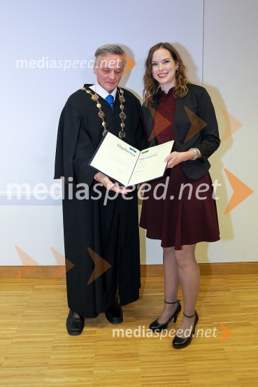 prof. dr. Ivan Krajnc, dekan, Medicinska fakulteta Univerze v Mariboru;  Petra Jerončič, Medicinska fakulteta Univerze v MariboruSvečana podelitev diplom diplomantom Medicinske fakultete