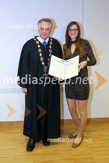 prof. dr. Ivan Krajnc, dekan, Medicinska fakulteta Univerze v Mariboru;  Sabina Motoh, Medicinska fakulteta Univerze v MariboruSvečana podelitev diplom diplomantom Medicinske fakultete