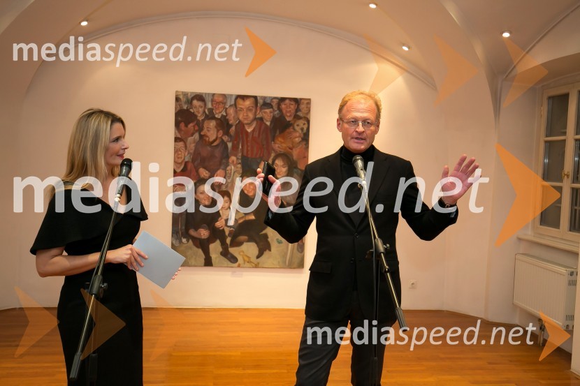  Bernarda Žarn, voditeljica;  Janez  Škrabec, direktor Riko d.o.o., predsednik Slovensko-ruskega poslovnega sveta, predsednik Lions kluba Ljubljana IliriaOtvoritev razstave izbora del Likovne zbirke Riko