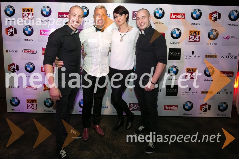  Filip Kržišnik, F&B Acrobatics;   Igor  Jelen-Iggy, koreograf, lastnik plesnega centra Igen;  Tamara Busar, vodja projektov v marketingu, Lisca;  Blaž Slanič, F&B AcrobaticsSVETovna VIP zabava 2015