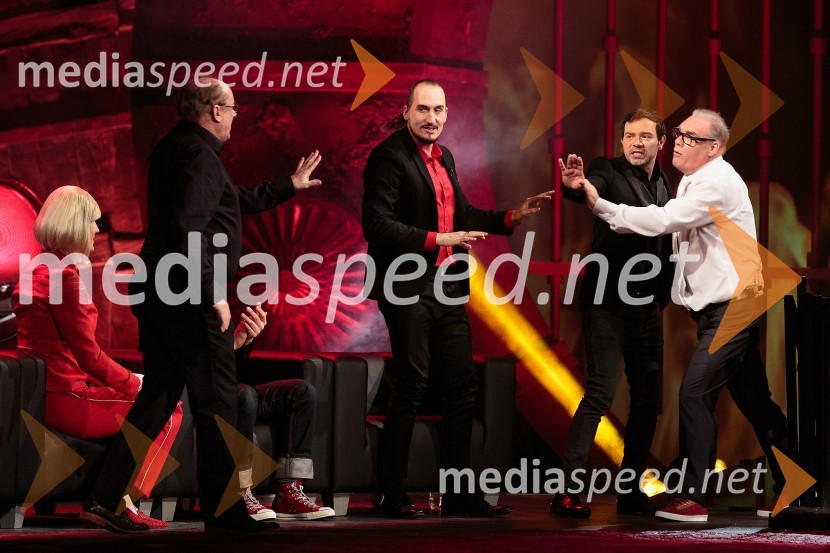  Gojmir Lešnjak Gojc, igralec;  Vid  Valič, stand-up komik, voditelj;  Lado Bizovičar, igralec;  Boris Kobal, igralecBoris Kobal gost oddaje Na žaru