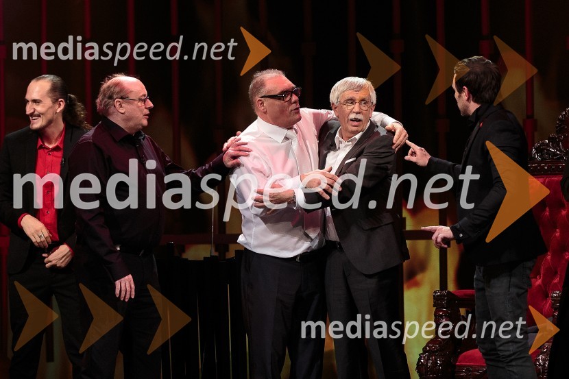  Vid  Valič, stand-up komik, voditelj;  Gojmir Lešnjak Gojc, igralec;  Boris Kobal, igralec; dr. Ciril Ribičič, pravnik;  Lado Bizovičar, igralecBoris Kobal gost oddaje Na žaru