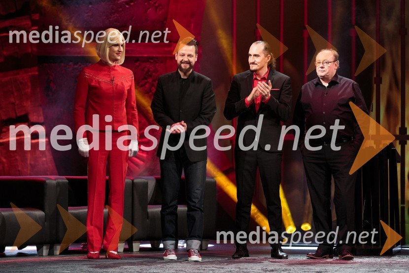  Tomaž Mihelič - Marlenna, član skupine Sestre;  Bine Volčič, kuharski mojster;  Vid  Valič, stand-up komik, voditelj;  Gojmir Lešnjak Gojc, igralecBoris Kobal gost oddaje Na žaru