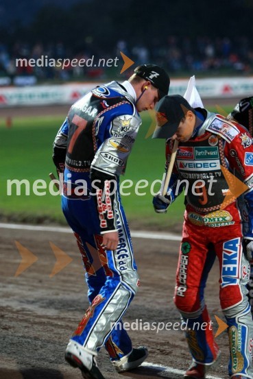 Matej Žagar, Slovenija in Jaroslaw Hampel, PoljskaSPEEDWAY GRAND PRIX, VN Slovenije 2007, dirka