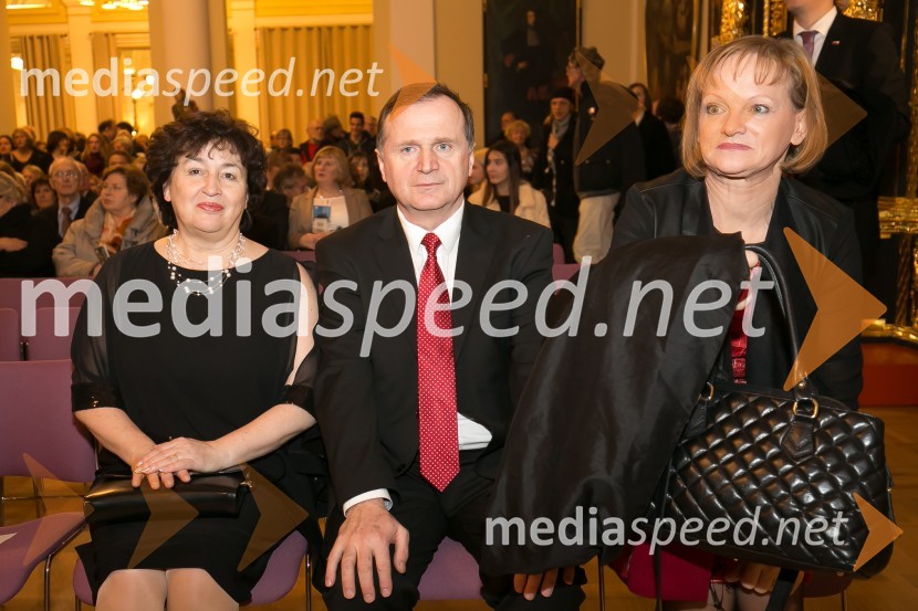 mag. Julijana Bizjak Mlakar, ministrica za kulturo;  Ivan Bizjak;  Nataša Kovač, generalna sekretarka Urada predsednika RepublikeOdprtje prenovljene Narodne galerije