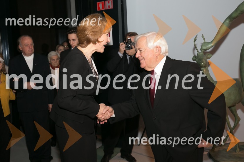 dr. Barbara Jaki, direktorica Narodne galerije;  Milan Kučan, nekdanji predsednik Republike SlovenijeOdprtje prenovljene Narodne galerije