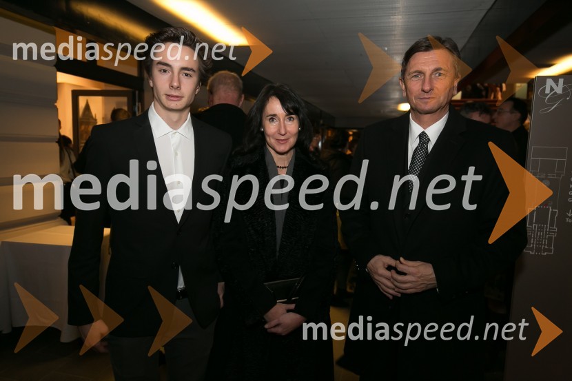  Luka Pečar Pahor;  Tanja Pečar, odvetnica;  Borut Pahor, predsednik Republike SlovenijeOdprtje prenovljene Narodne galerije