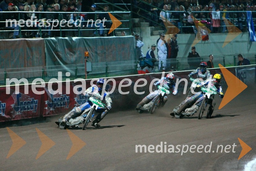 Matej Žagar, Slovenija, Jason Crump, Avstralija, Tomasz Gollob, Poljska in Jurica Pavlic, HrvaškaSPEEDWAY GRAND PRIX, VN Slovenije 2007, dirka